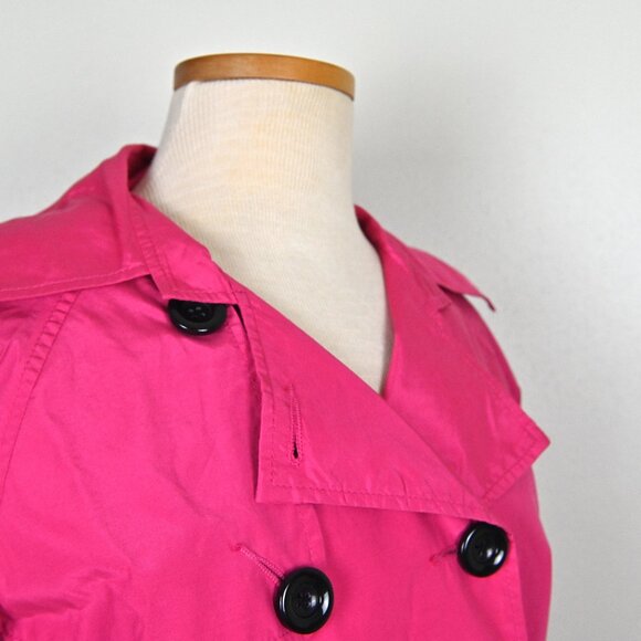 Chico's 70s Retro Preppy Lightweight Windproof Magenta Short Trench Coat Size 1 - Picture 6 of 16